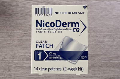NicoDerm NRT on table top